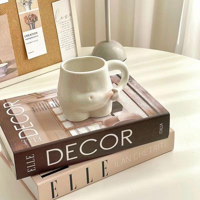 Squeeze Belly Cup Water Cup Ceramic Mug Girl High-value INS Design Sense Niche Large-capacity Cute