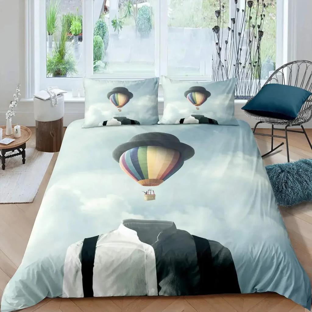 Hot Air Balloon Duvet Cover Set Romantic Balloon Bedding Set Extreme Sports Games Comforter Cover Romantic Trip Twin Quilt Cover
