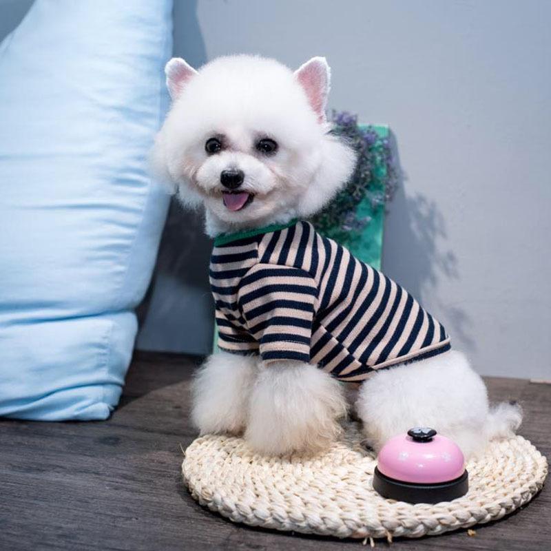 

Футболка в полоску для домашних животных, полосатая майка с изображением маленького медведя, хлопковая дышащая одежда для осени и зимы, свитер для собак, одежда для собак XXL