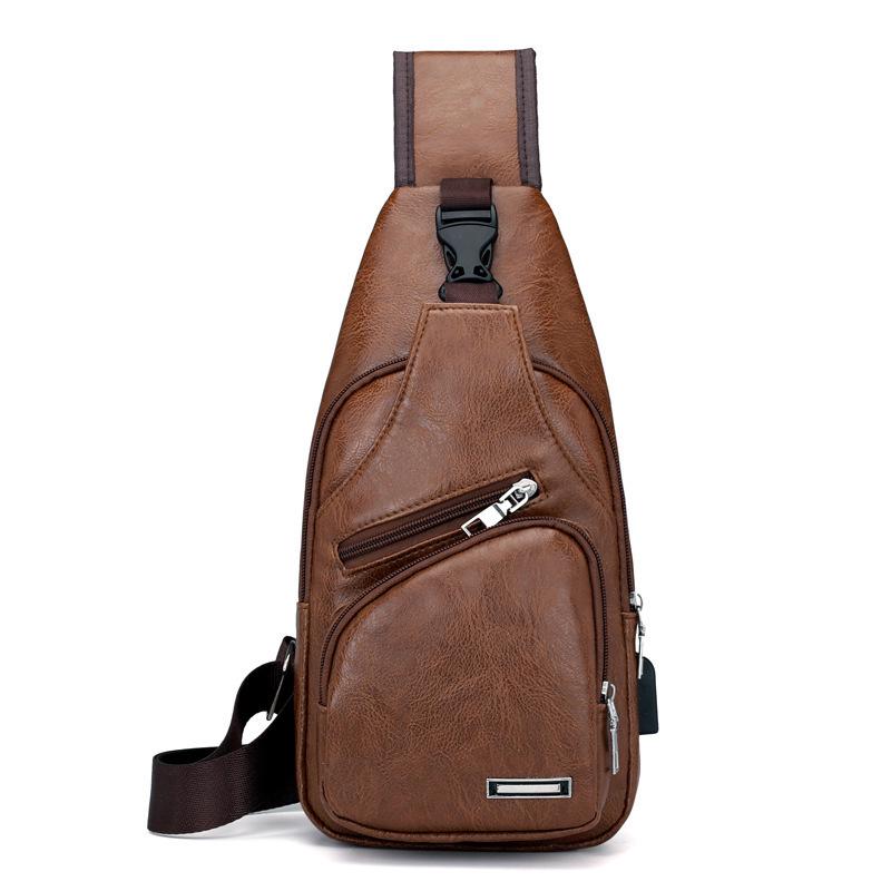 

Men s USB Charging PU Crossbody Bag - European & American Style Trendy Shoulder Bag светло-коричневого