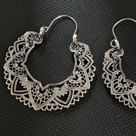1 Pair Flower Shape Hollow Drop Earrings Geometrical Piercing Women Dangle Earrings Jewelry