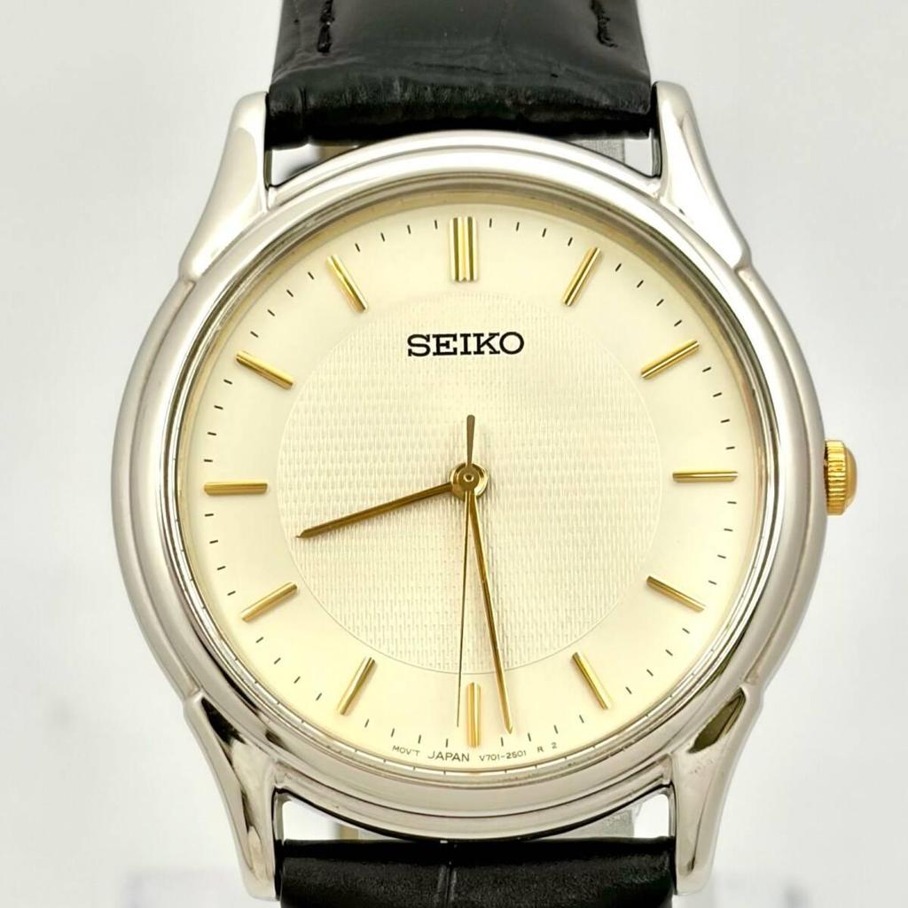 Used [Beautiful Condition/New Battery] SEIKO Men's Watch V701-1920 633681 New Belt