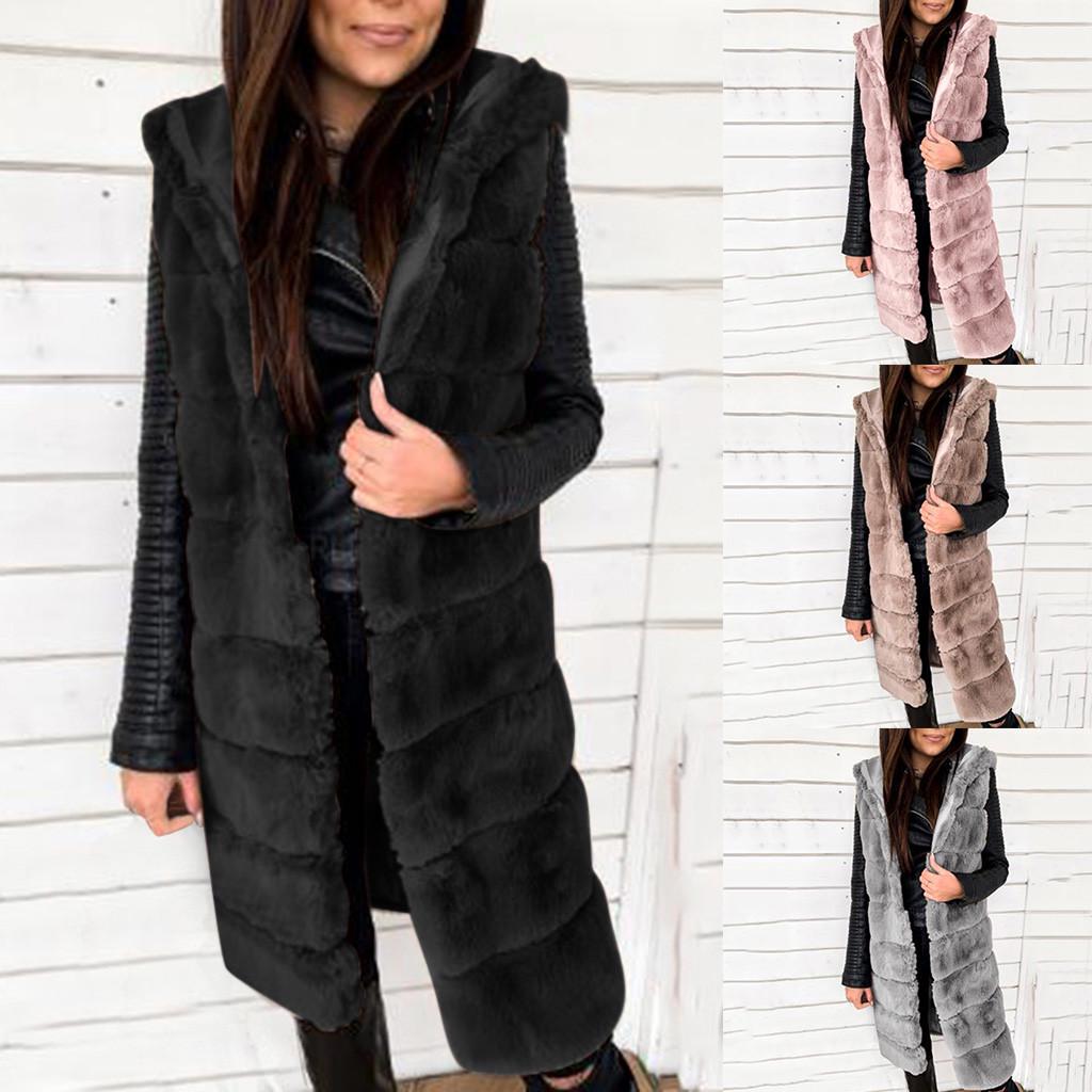 Womens Faux-Fur' Gilet Vest Sleeveless Waistcoat Body Warmer Jacket Coat Outwear