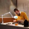 New Three-stage Magnifying Glass with Adjustable Angle, Light and Extended Arm. Enlarge Reading. Three Color Lighting Adjustment