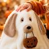 Plush Ghost Dog Toy Soft Stuffed Animal Halloween Decoration with Pumpkin Accessory for Kids and Collectors