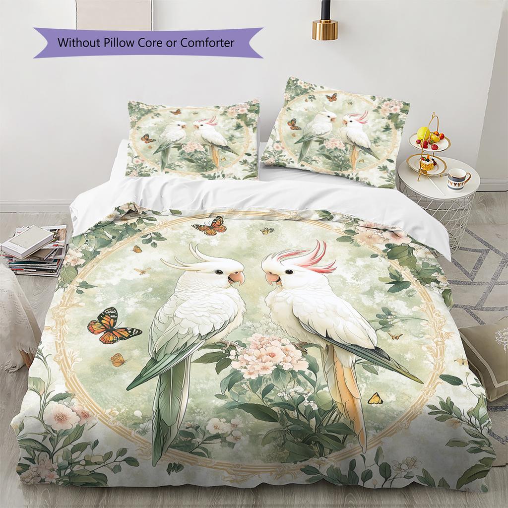 Beautiful Cockatoo Pattern Bedding Home Decoration Birthday Gift (1 * duvet cover + 2 * pillowcase, without core)