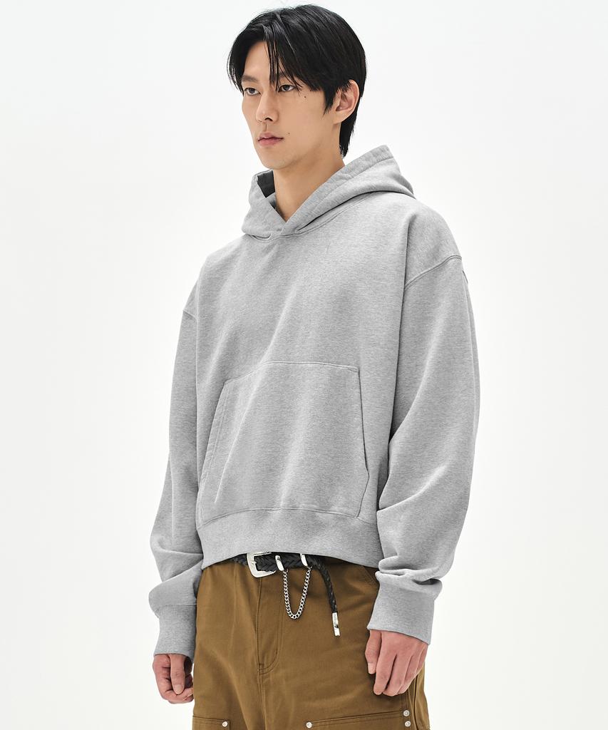 780G Solid Crop Hoodie - 8% Melange Gray -
