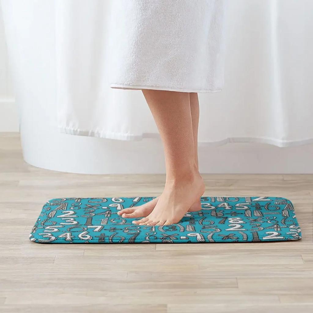 Bedroom Mat Math Doodle Blue Rug Home Doormat Living Room Carpet Decor