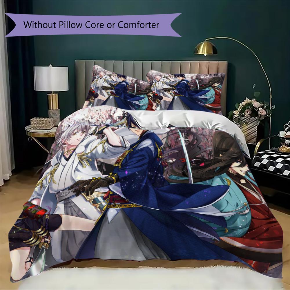 Tōken Ranbu Pattern Bedding,Quilt Set Quilt Cover Pillowcase Home Birthday Gift (1*duvet cover+2*pillowcase,without core)FSJT261012060