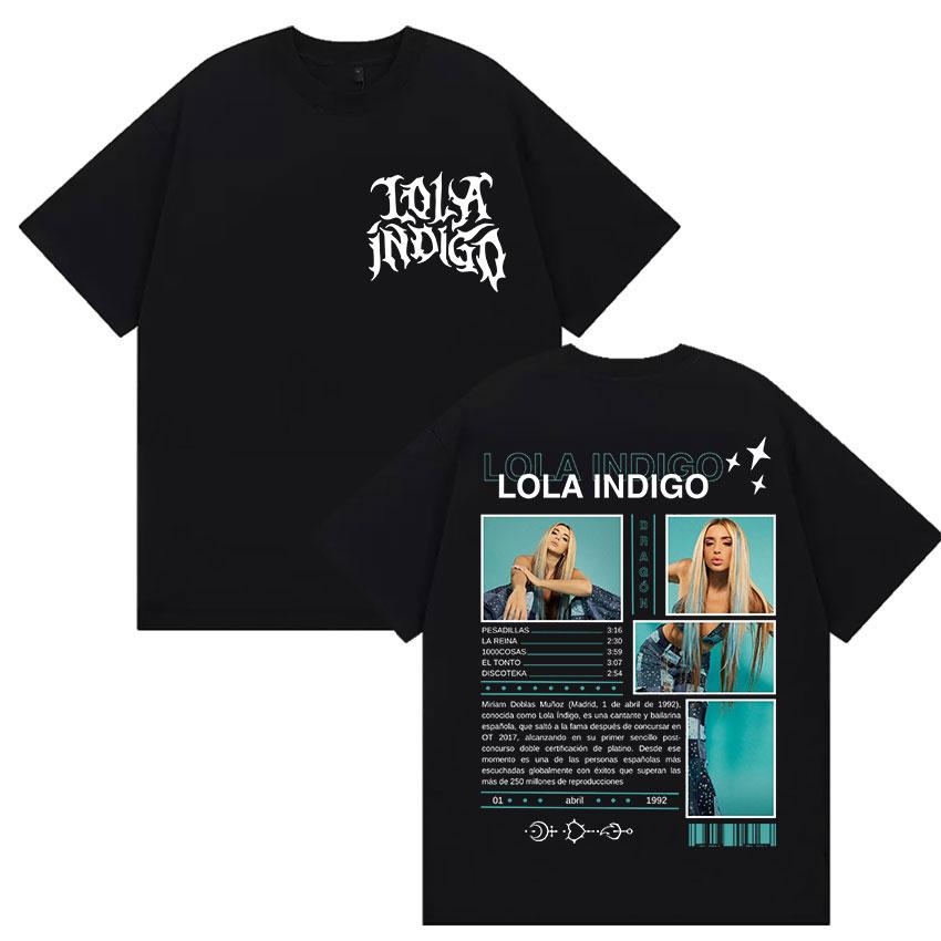 Singer Lola Tour Indigo Merch Graphic Tshirt Unisex Women Retro Fashion Harajuku T Shirts Tops  Cotton Short Sleeve Tees
