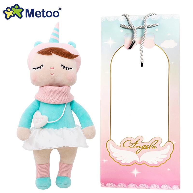 Metoo Angela Doll Rabbit Featuring Paper Pouch Boxed Stuffed Animals Plush Playthings Sleep Dolls Children Appease Infant Birth Date Holiday Gifts