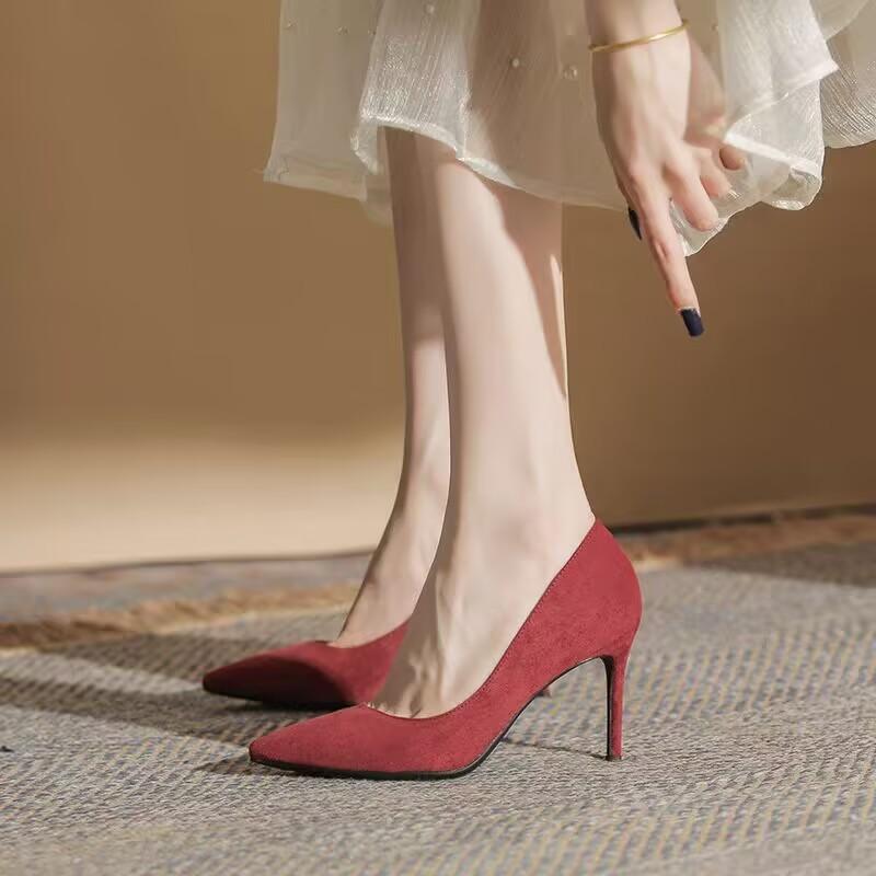 High Heels Women's Stiletto Shoes Children's Students New Spring and Autumn Fashion Pointed Head Shallow Mouth Single Shoes Women