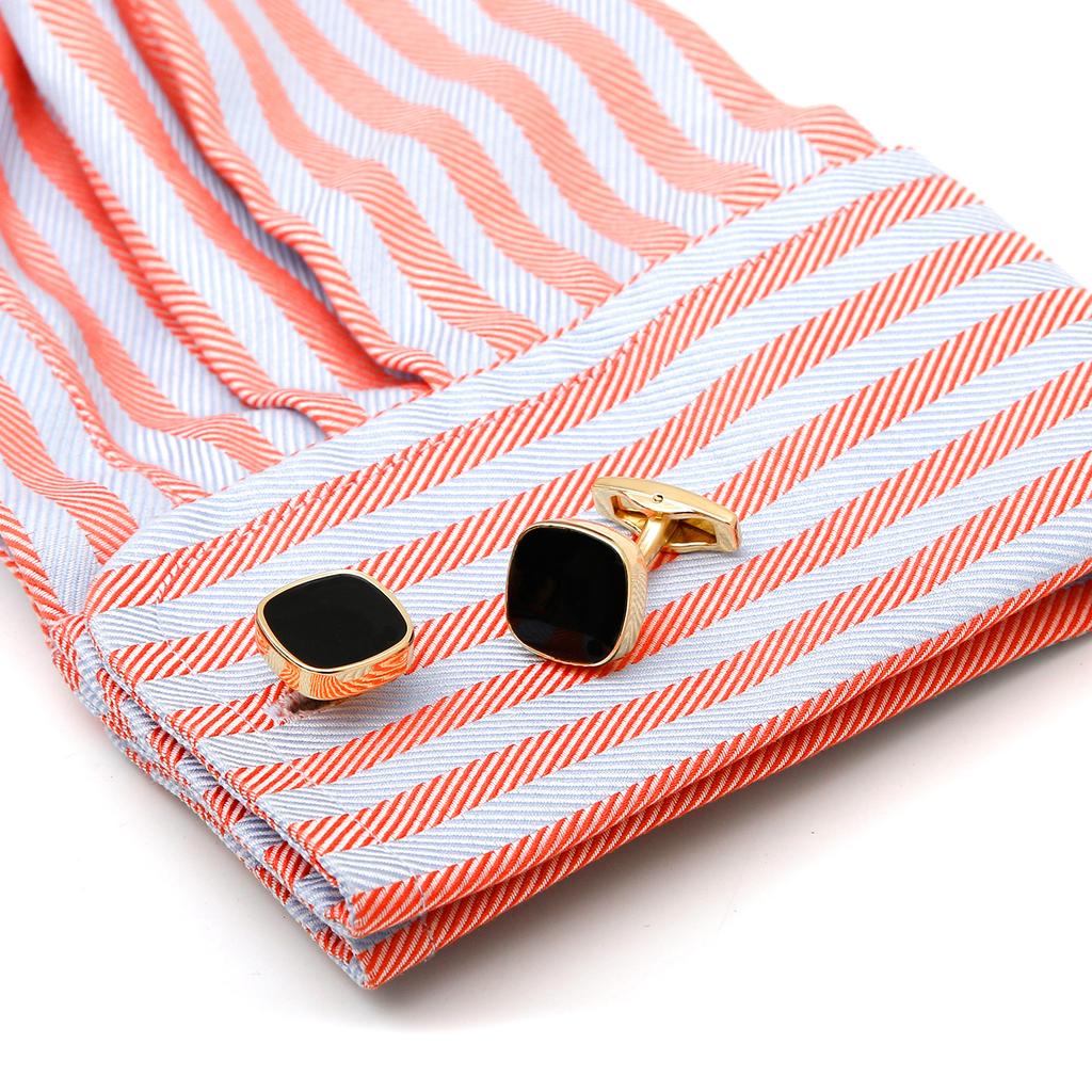 Men's cufflinks, classic simplicity inlaid with black square shirt buttons, cross-border jewelry 1 pair of spot wholesale delivery