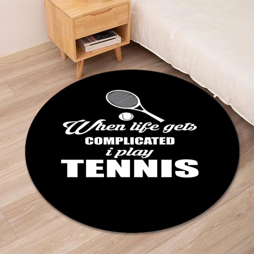 tennis Printed Round Rug Carpet Chair Rug Area Rug Entryway Doormats,for Office Chair Living Room Bedroom Kitchen Room.