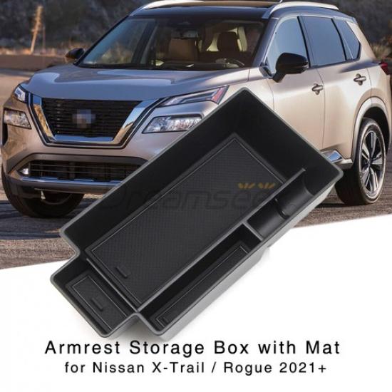 Center Console Armrest Storage Box for Nissan X-Trail Rogue + Organizer Tray