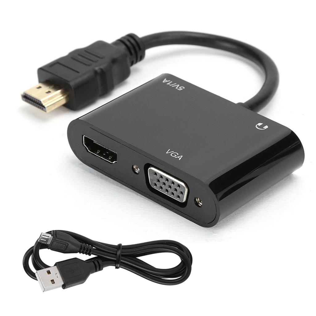 Video Converter HDMI To HDMIVGAMicor Power Supply 3.5mm 4K HD Simultaneous Display