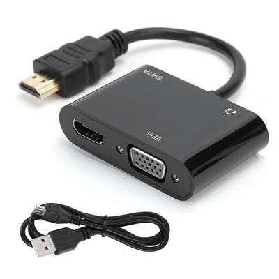 Video Konverter HDMI zu HDMI/VGA/Mikrofon/Netzteil 3,5 mm 4K HD Simultananzeige