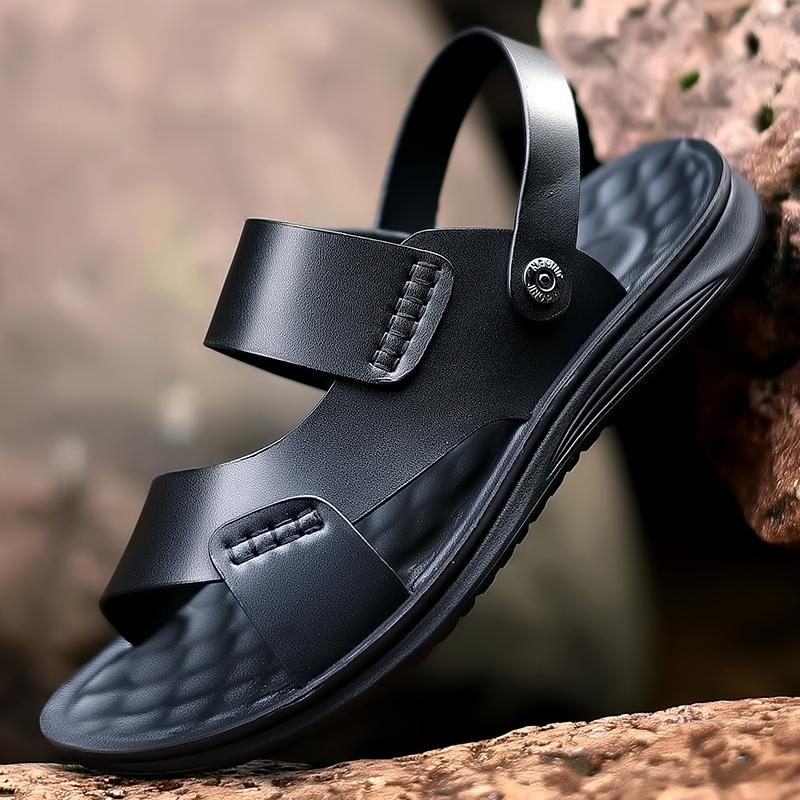 

Summer Men Sandals Men Casual Lightweight and Comfortable Two on Beach Shoes Men Business Office Sandals Sizes 37-47 47 чёрный