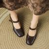Krazing Pot Sheepskin Fashion Summer Spring Autumn Thick High Heels Metal Buckle Women  European Design Square Toe Pumps