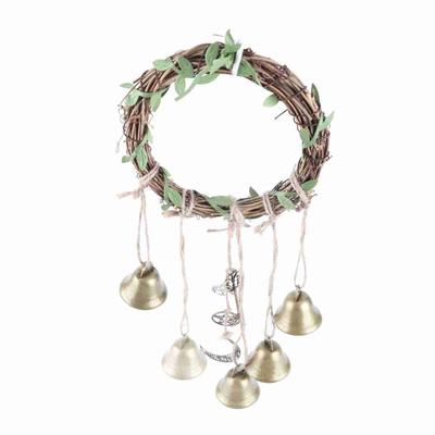 Campanello da Strega Carillon a Vento Rattan Metallo Appeso Decorativo Carillon a Vento per Porta Portico Decorazione Giardino