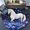 White Horse Round Area Rug,Carpet Rug for Living Room Bedroom Sofa Playroom Decor,Non-slip Floor Mat