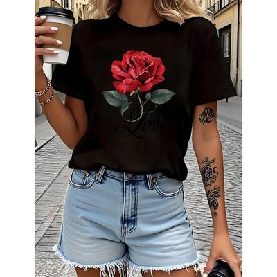 Damen Blumen Kreativer Print T-Shirt Mode Lässig Elegant Trendig Festival Essential Bequem Täglich Oberteil