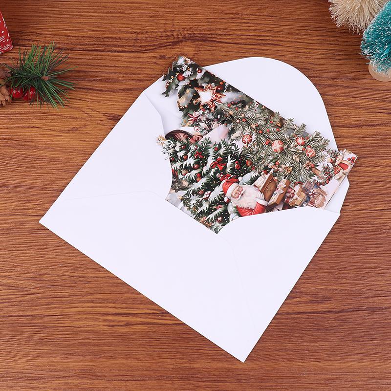 

3D Christmas Card Night Before Christmas Scene With Santa, Cat Snowy Village Festive Holiday Greeting Card