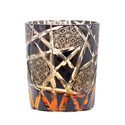 GREEM MARKET Crafts Cut Glass Gift Present Glasswork Kiriko Glass Chrysanthemum Tsunagi Cup Shochu Glass Rocks Glass Black Product Number