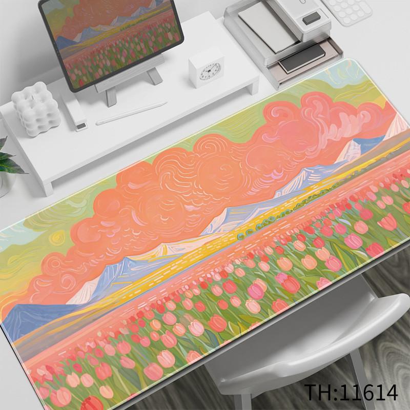 Orange Sunset Lake Blossom Landscape Mouse Pad Waterproof NonSlip Warm Tone Art Large Gaming Desk Mat Nature Scenery