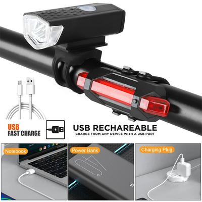 USB wiederaufladbares Fahrradlicht-Set, Vorderlicht mit Rücklicht, einfach zu installieren, 3 Modi, Fahrradzubehör für das Fahrrad