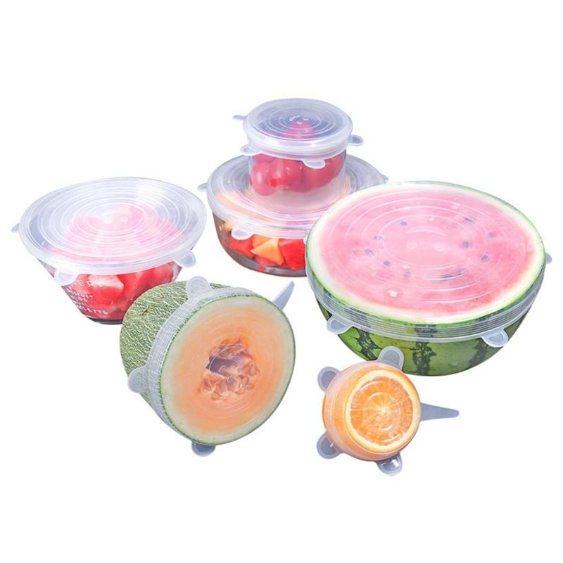 6PCs Silicone Food Covers With Smile Design Stretchable Efficient Lids Silicone Bowl Covers For Kitchen Storage