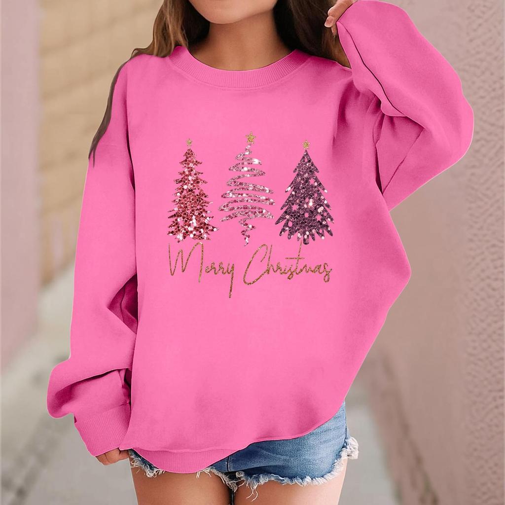 Children's Fashionable Casual Long-sleeved Loose Christmas Print Pullover Sweatshirt
