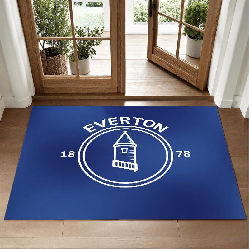 Everton Football Design Crystal Velvet Rug Soft Decorative Mat for Bedroom Entrance