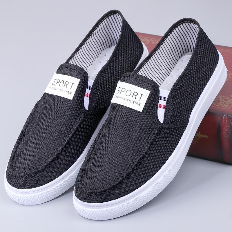 Men Shoes Breathable Canvas Sneakers for Youth Slip on Walking Tennis Shoes Driving Loafers House Moccasins Work Skate Flats