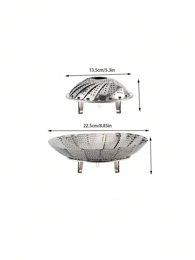 Adjustable Stainless Steel Steaming Rack - 3-Size Foldable Multi-Functional Steamer for Buns, Dim Sum & Fruits (Dishwasher Safe)