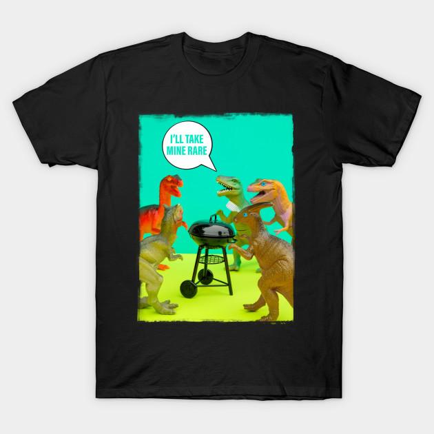 Men Black Print T-shirt Dinosaur Barbecue Party No-Cut Transfer Paper Print Cotton Tshirt 3XL чёрный
