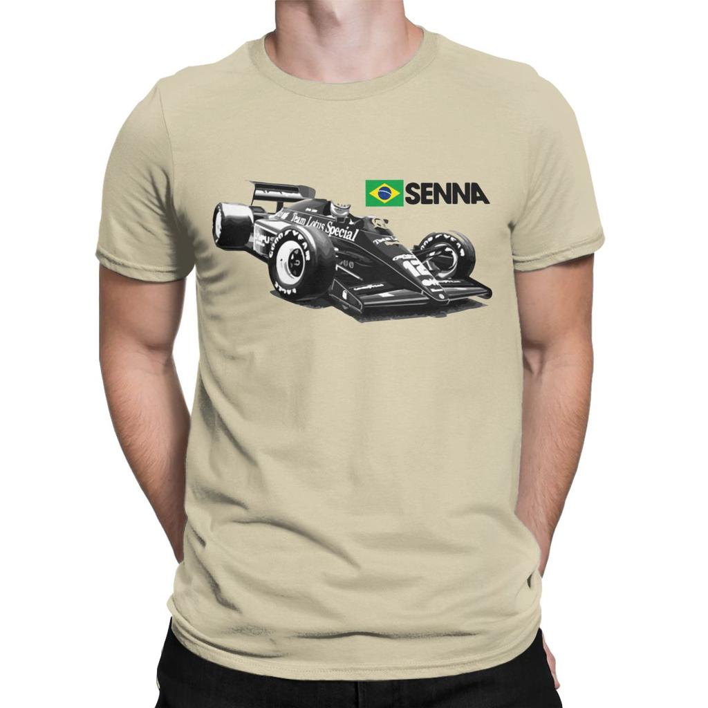 Brazilian Racer Ayrton Senna 97T Car TShirts for Men Vintage Pure Cotton Tees Crew Neck Short Sleeve large size gift Tops