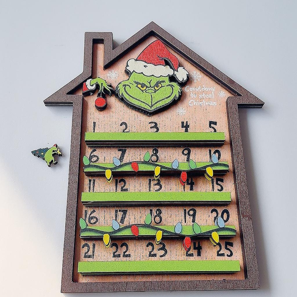 3D Christmas Countdown Calendar Wooden Wall Hanging Holiday Decoration Sign