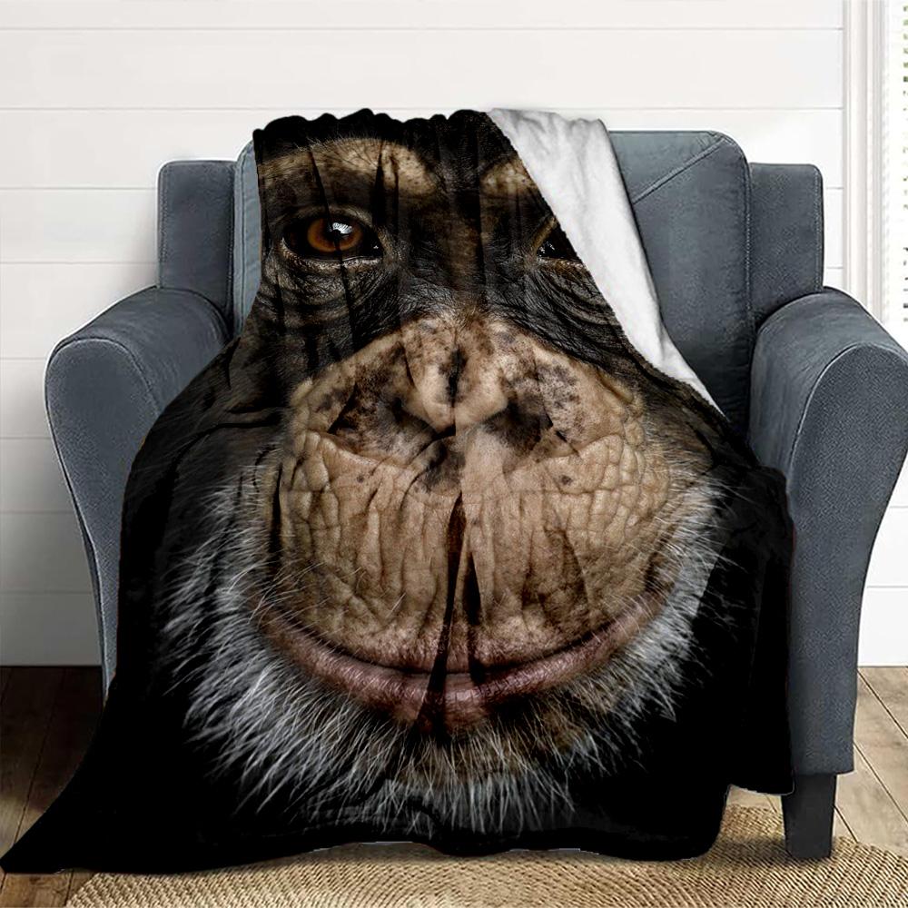 Chimpanzee Portrait Flannel Blanket Throw Blanket Soft Warm Sofa Bed Camping Car home Decor Unique Christmas Gift C9301837