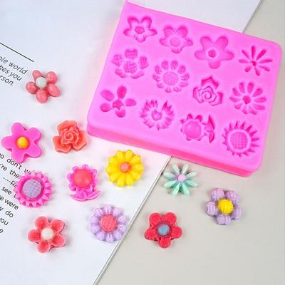 Heat Resistant Pink Flower Fondant Molds Silicone DIY Chocolate Decoration Moulds Flower Shape Baking Mold Resin