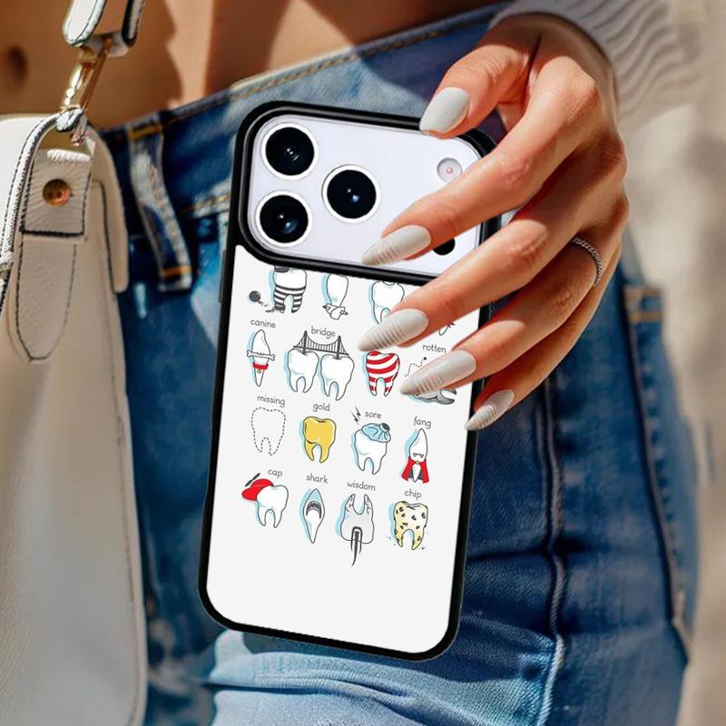 Cute Dentist Teeth Phone Case For iPhone 17 Air 14 15 13 12 Max Cover For Apple 14 15 16 16e 11 Pro Max Plus