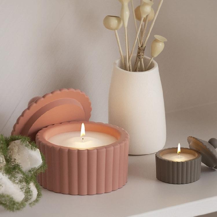 Silicone Mold Stripe Pattern Candle Jar Craft Making DIYs Concrete Storage Box