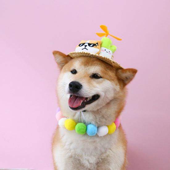 Cute Cartoon Dog Hat with Plush Toy Decoration And Removable Dragonfly for Comfortable And Stylish Pet Photography Props