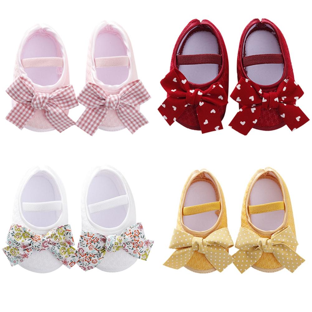 Bebeluși Fetițe Kid Prewalker Lovely Dot Plaid Bowknot Cu talpă moale Nou-născut Toddler First Walkers