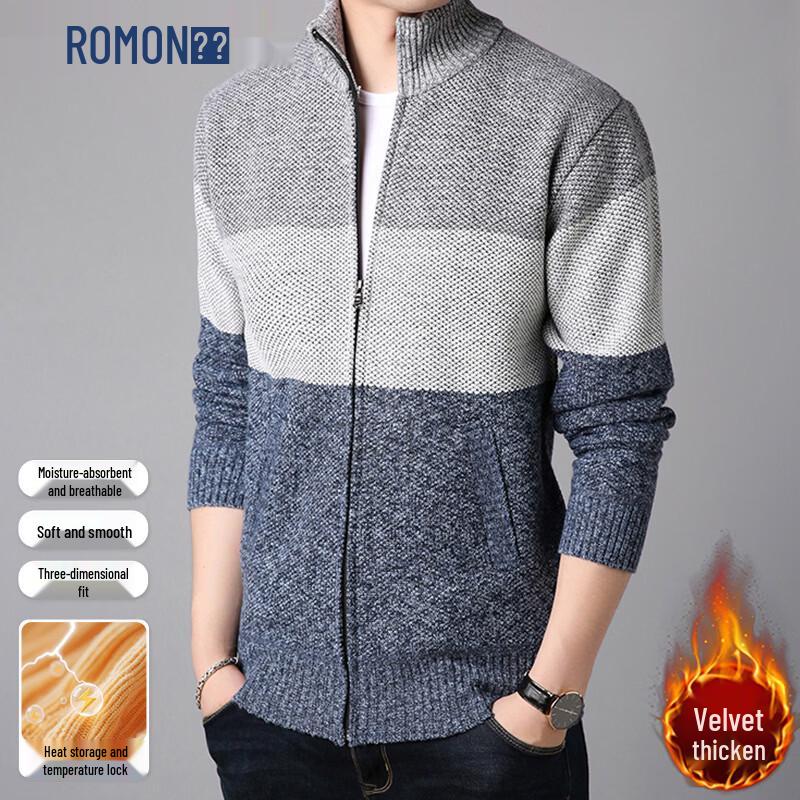 Romon Men s Plush Lined Knit Sweater 3XL