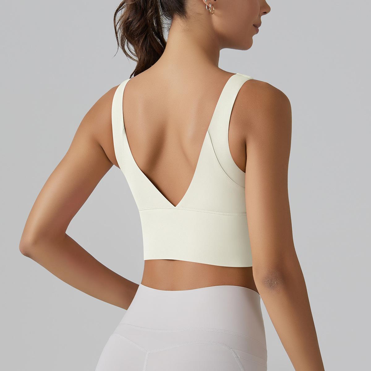 

Новый спортивный бюстгальтер для йоги Naked, сексуальный, с глубоким V-образным вырезом сзади, фиксированная цельная чашка, спортивное нижнее белье, фитнес-топ для женщин XL