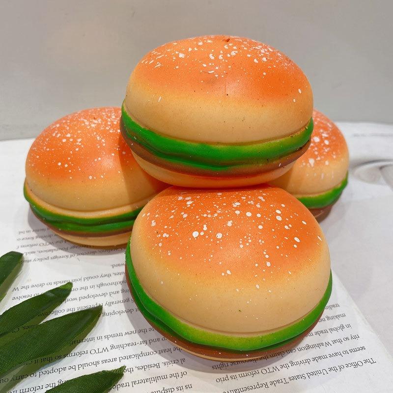 Burger Slow Rebound Squishy Toy Super Soft Comfortable Hand Feel Food Shape Stress Relief Squeeze Toy Anxiety Vent Fidget Toy