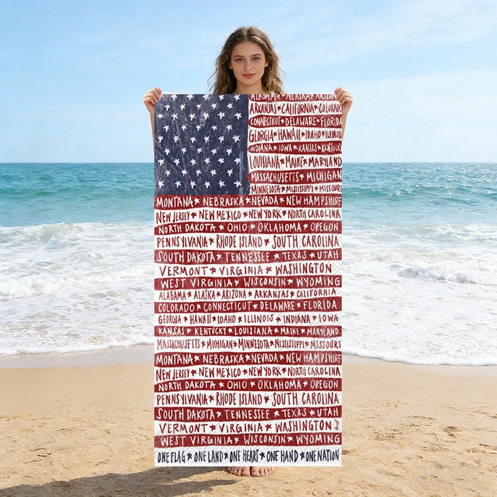 Written with the Fifty States of America Beach Towel Small To Large Quick Dry Sand Free Beach Suit for Fitness Yoga Gym Camping