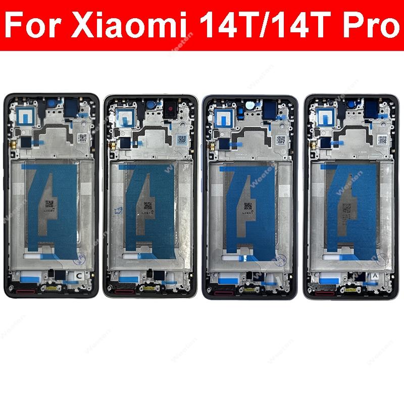 LCD Display Screen Frame Cover For Xiaomi 14T Xiaomi 14T Pro Middle Frame Housing Cover Bezel with Side Button Spare Parts