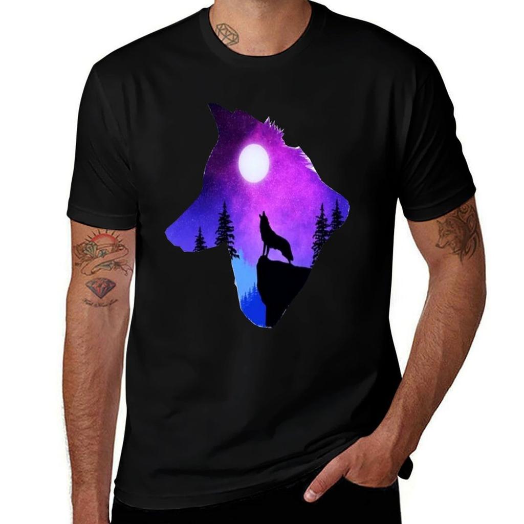 Wolf Howling At The Moon Inside A Wolf Fantasy Art Tshirt Modern Print Casual Tshirt